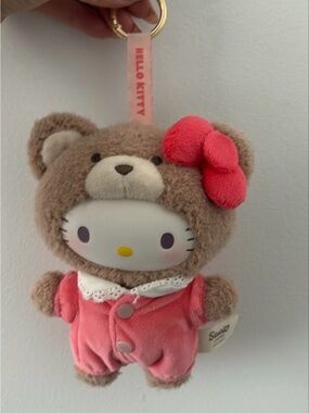 Hello Kitty Pink and Brown Bear Costume Plush Keychain